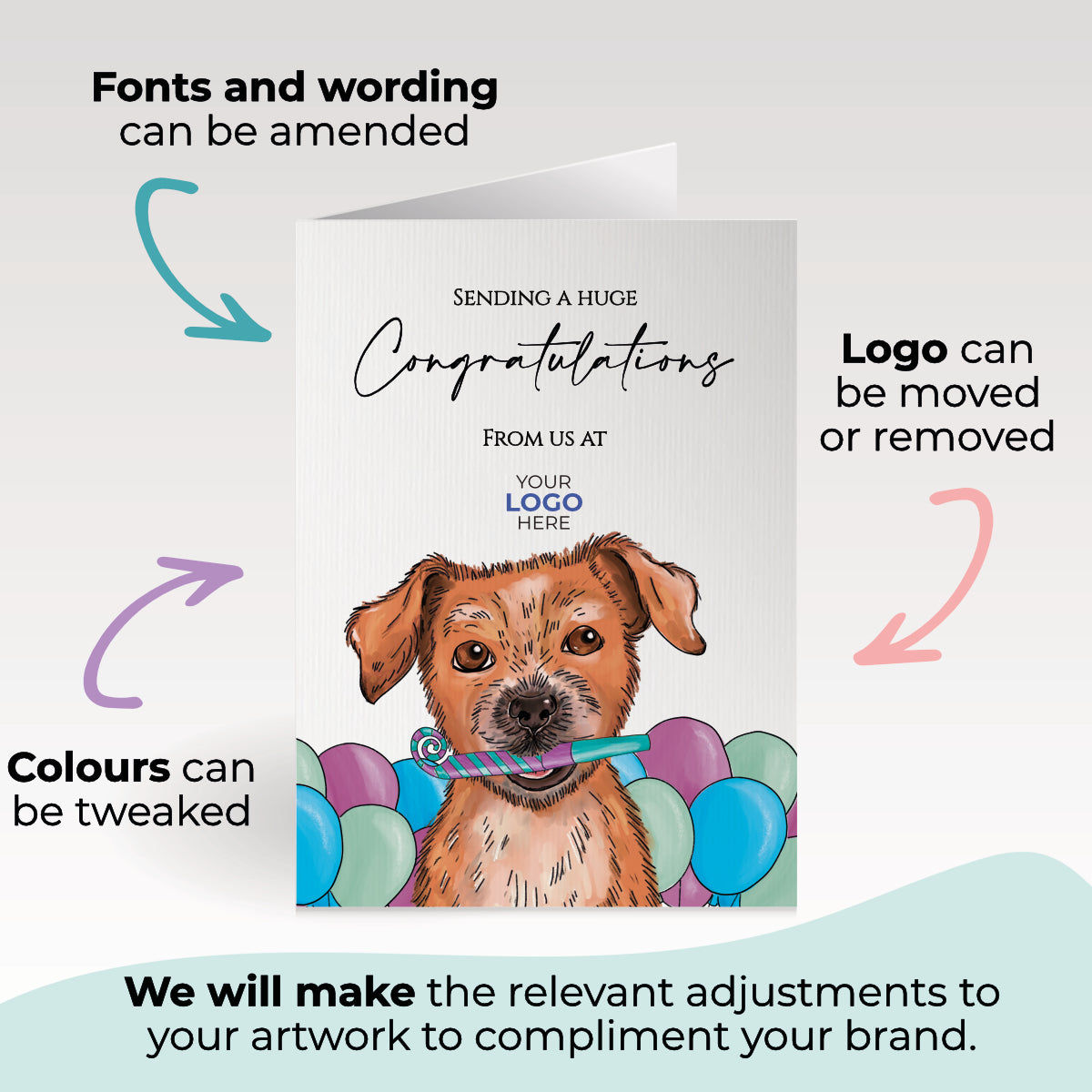 ‘Dog with Party Whistle & Balloons' Business All About Dogs Cards image 2