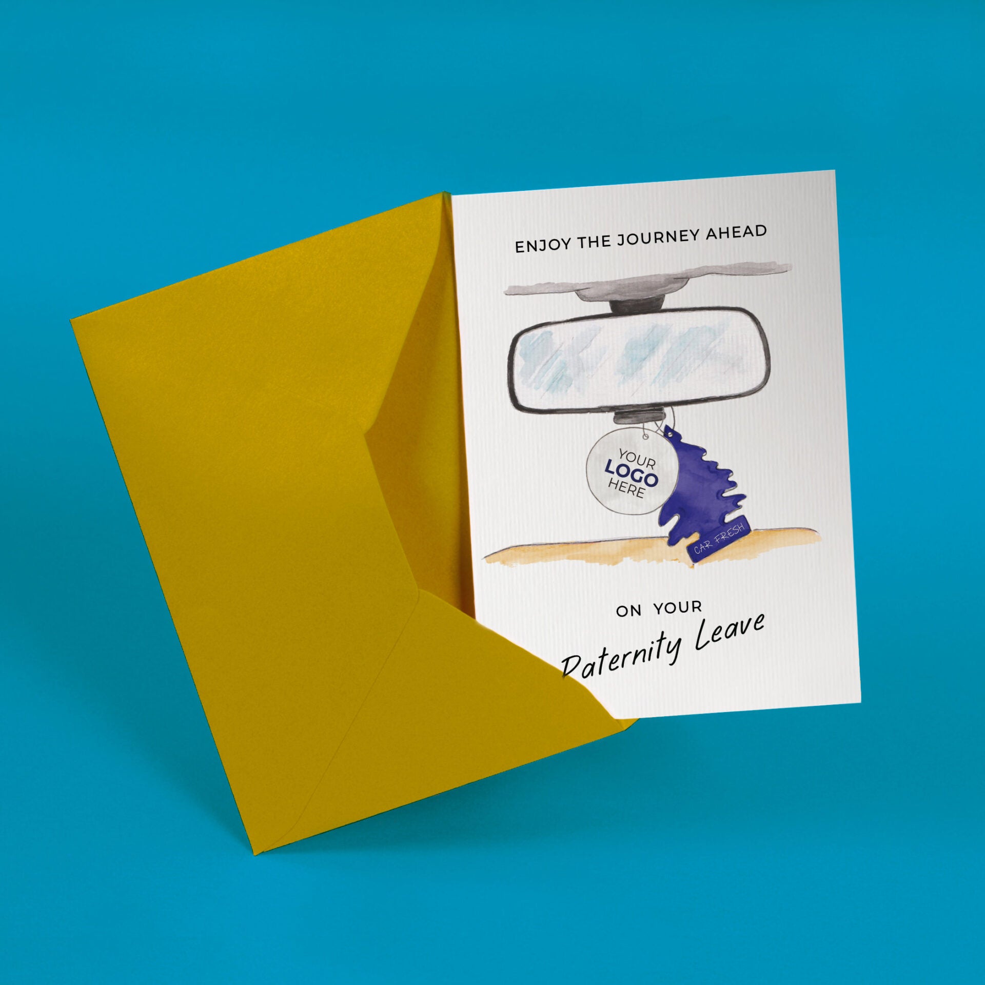 ‘Rear View Mirror’ Personalised Corporate Branded Maternity/Paternity Greeting Cards image 2
