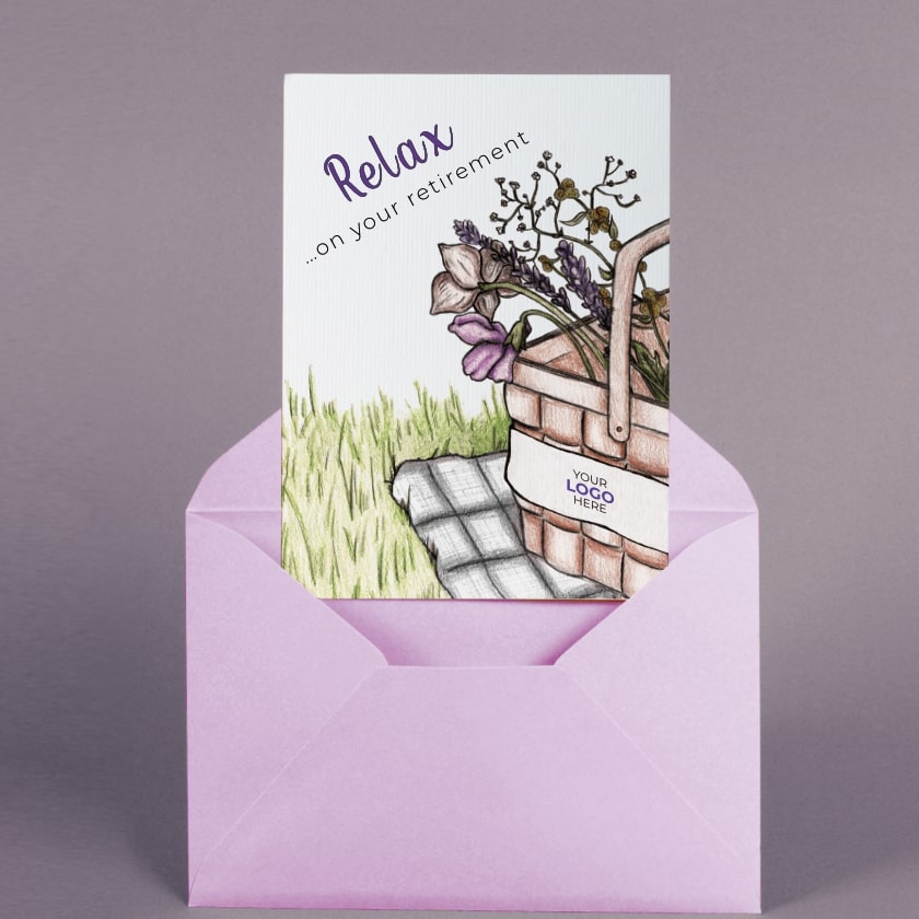 ‘Picnic Basket’ Personalised Corporate Branded Retirement Greeting Cards image 3