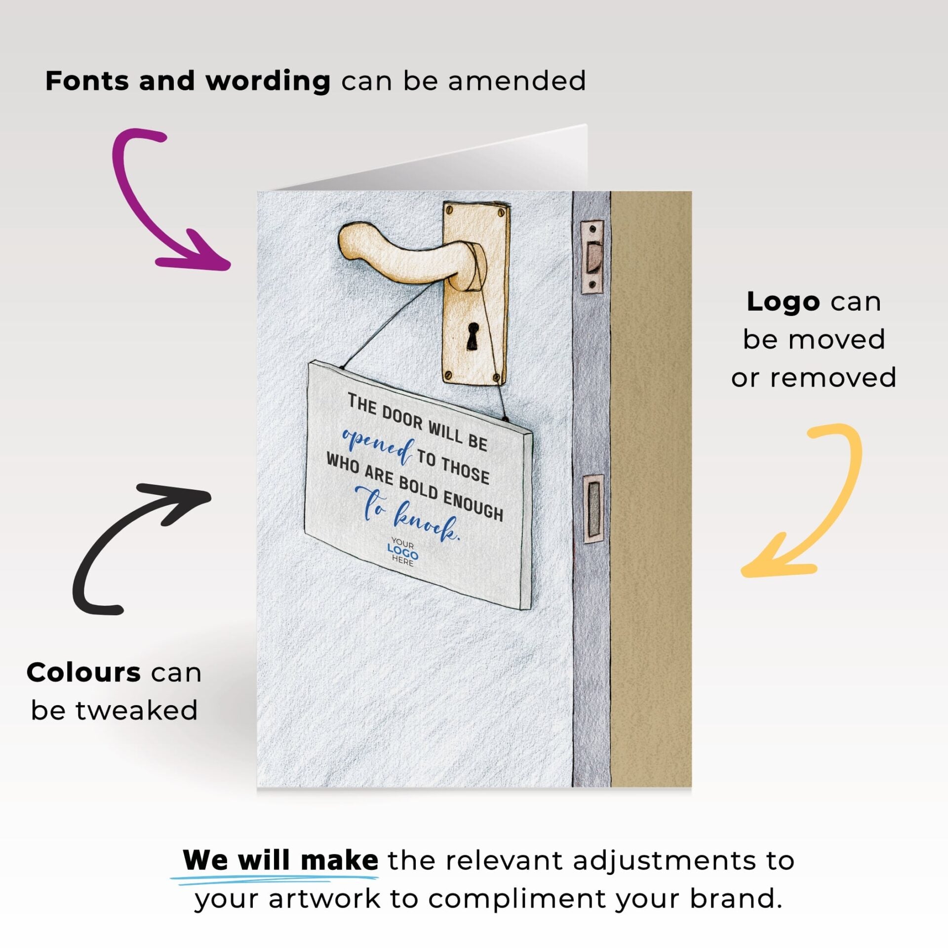 Sign on Door' Personalised Corporate Branded New Job Greeting Cards image 1