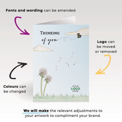 ‘Dandelion’ Personalised Corporate Branded Sympathy Greeting Cards image 1