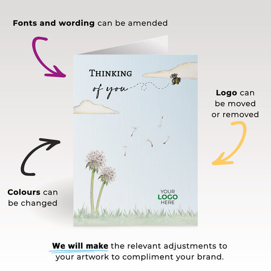 ‘Dandelion’ Personalised Corporate Branded Sympathy Greeting Cards image 1