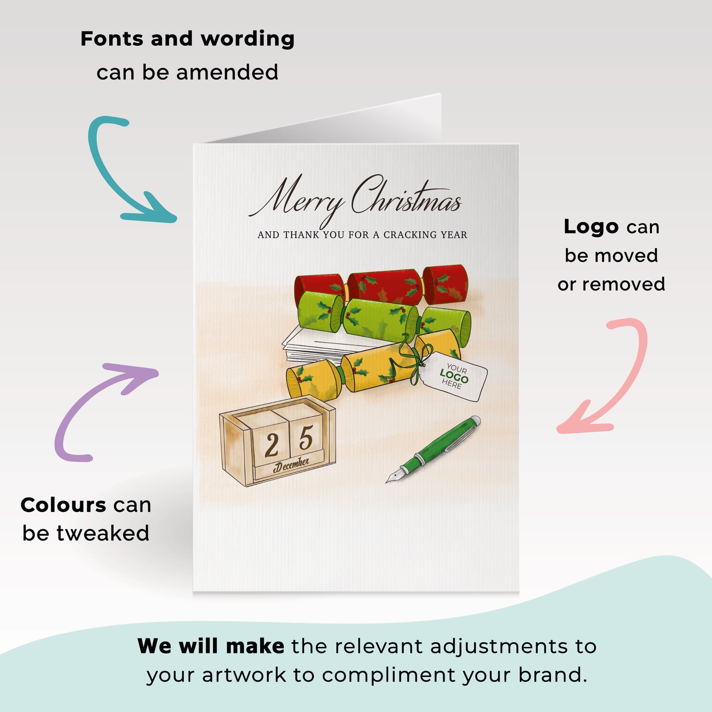 #399 - ‘Crackers Desk' Personalised Company Christmas Cards