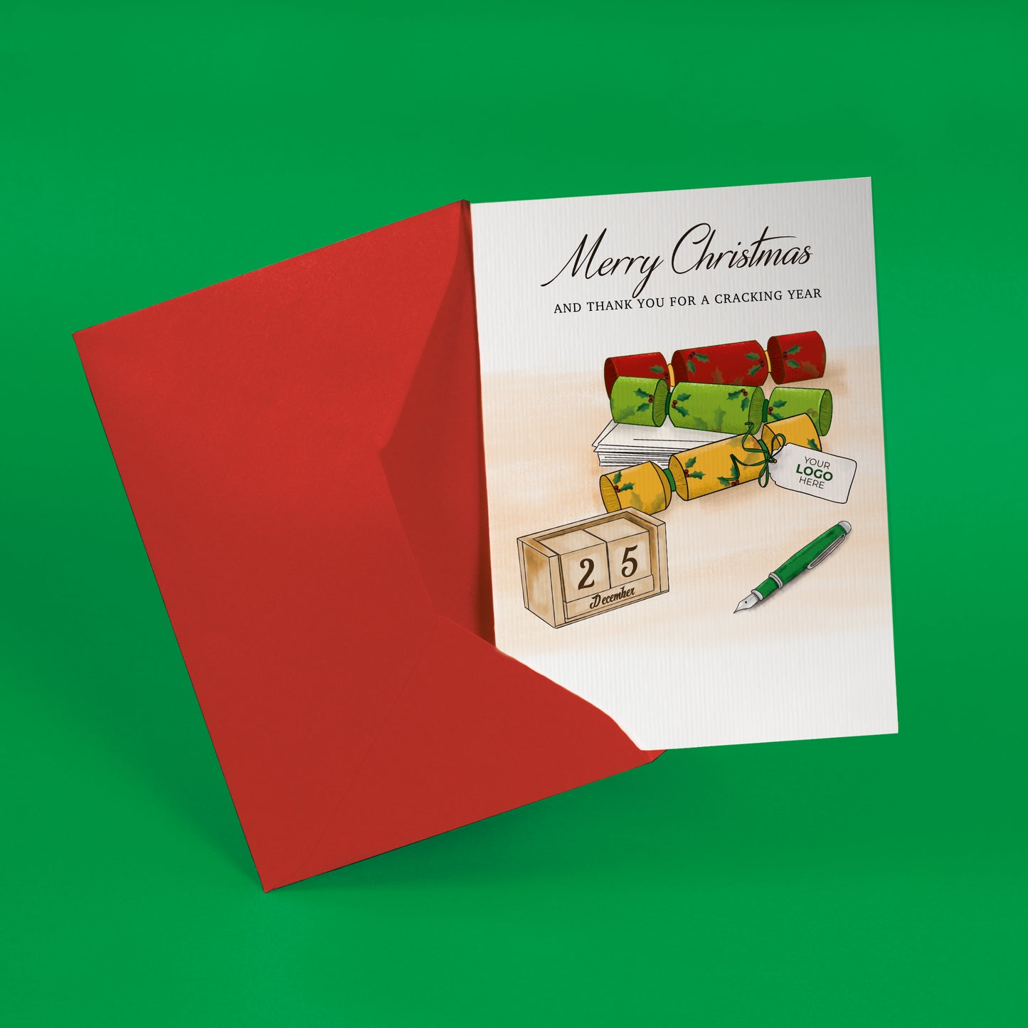 #399 - ‘Crackers Desk' Personalised Company Christmas Cards