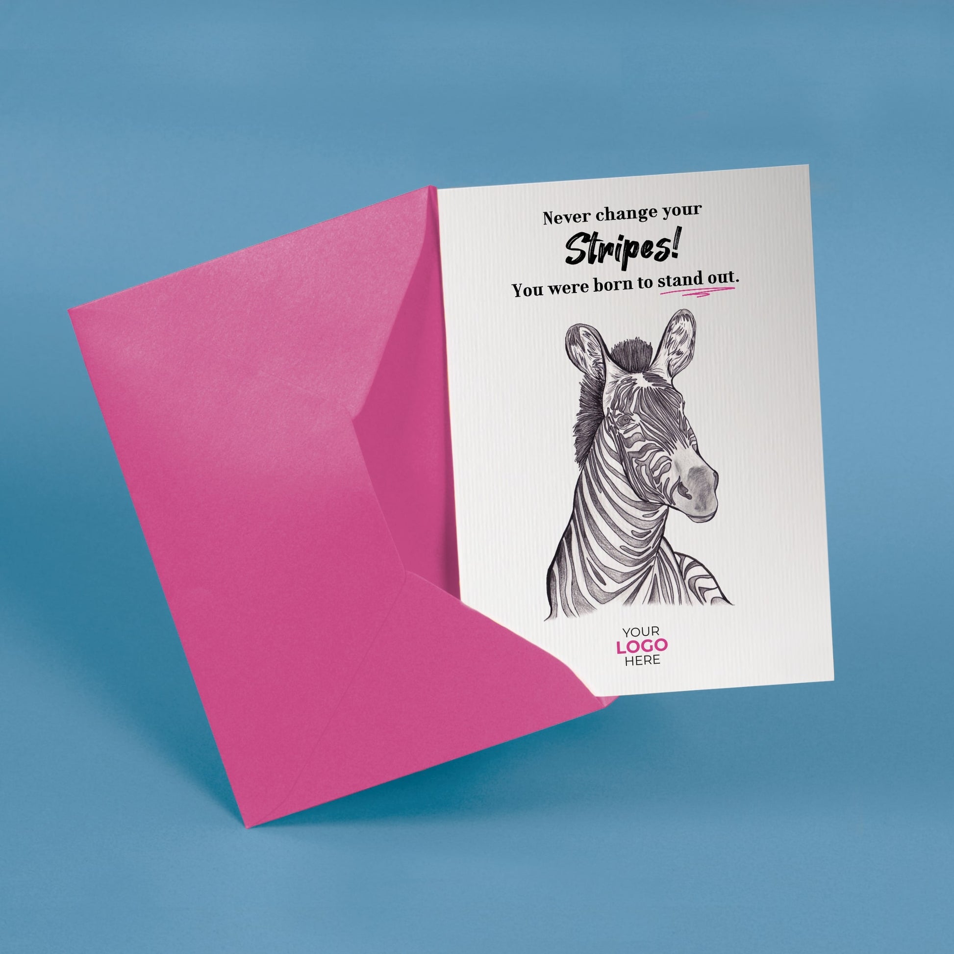 ‘Zebra's Stripe’ Personalised Corporate Branded Coaching Greeting Cards image 2