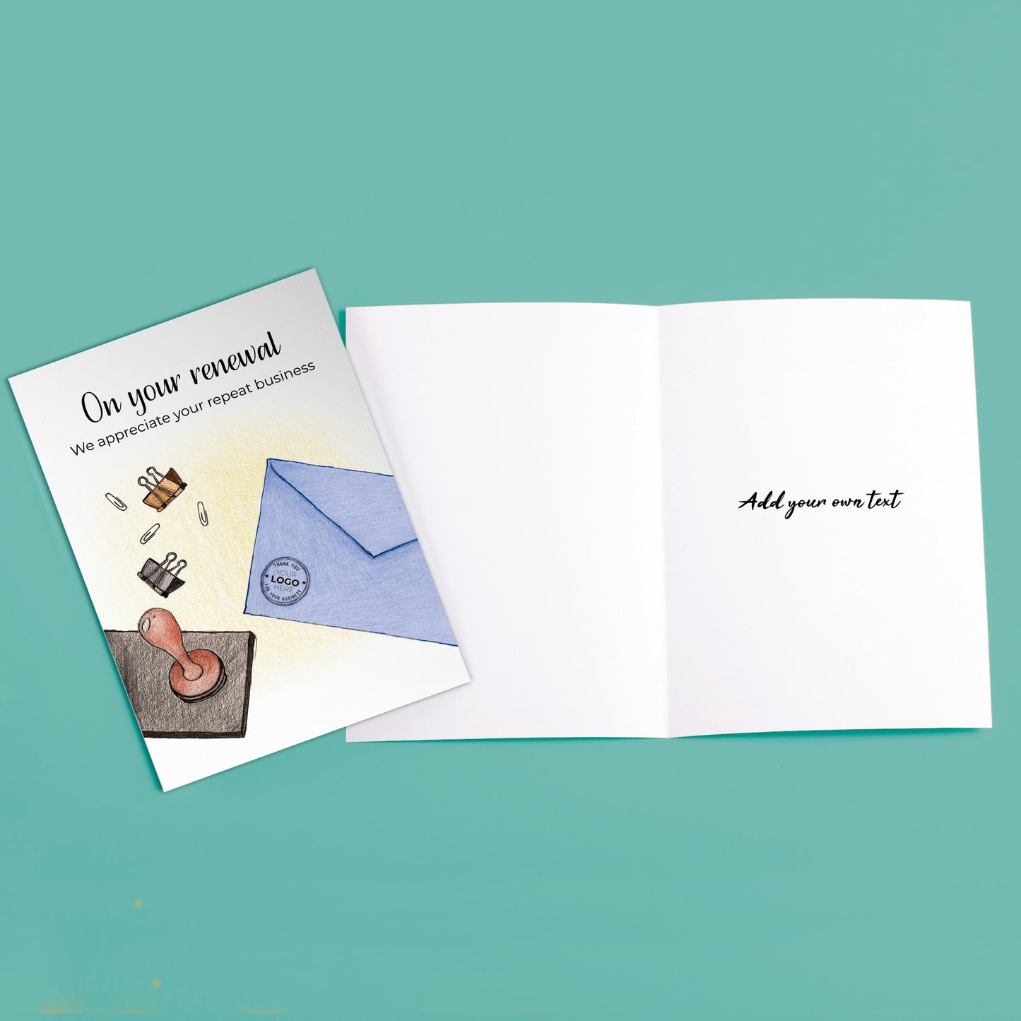 ‘Stamped Envelope’ Personalised Corporate Branded Financial Greeting Cards image 3