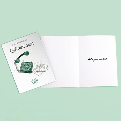 ‘Phone Calling’ Personalised Corporate Branded Get Well Soon Greeting Cards image 3