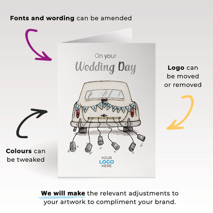 ‘Wedding Car' Personalised Corporate Branded Wedding Greeting Cards image 1
