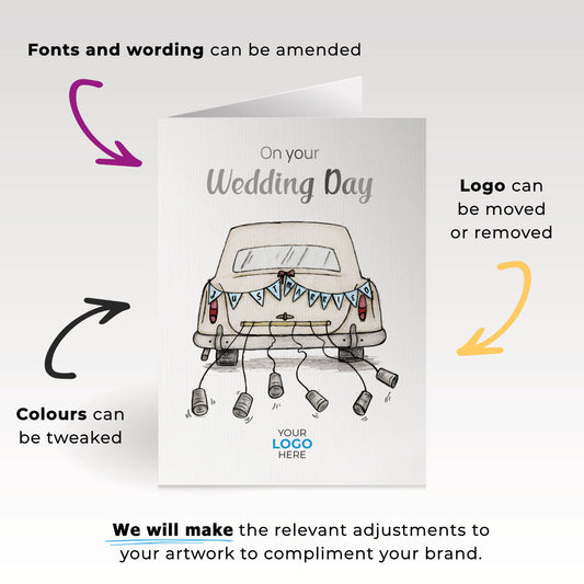 ‘Wedding Car' Personalised Corporate Branded Wedding Greeting Cards image 1