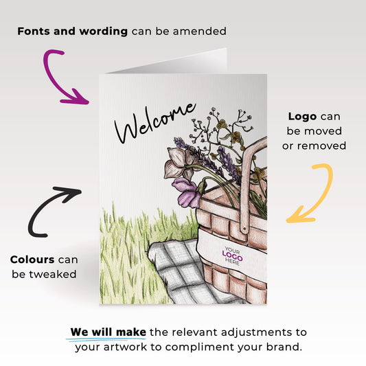 ‘Picnic Basket’ Personalised Corporate Branded Welcome Greeting Cards image 1