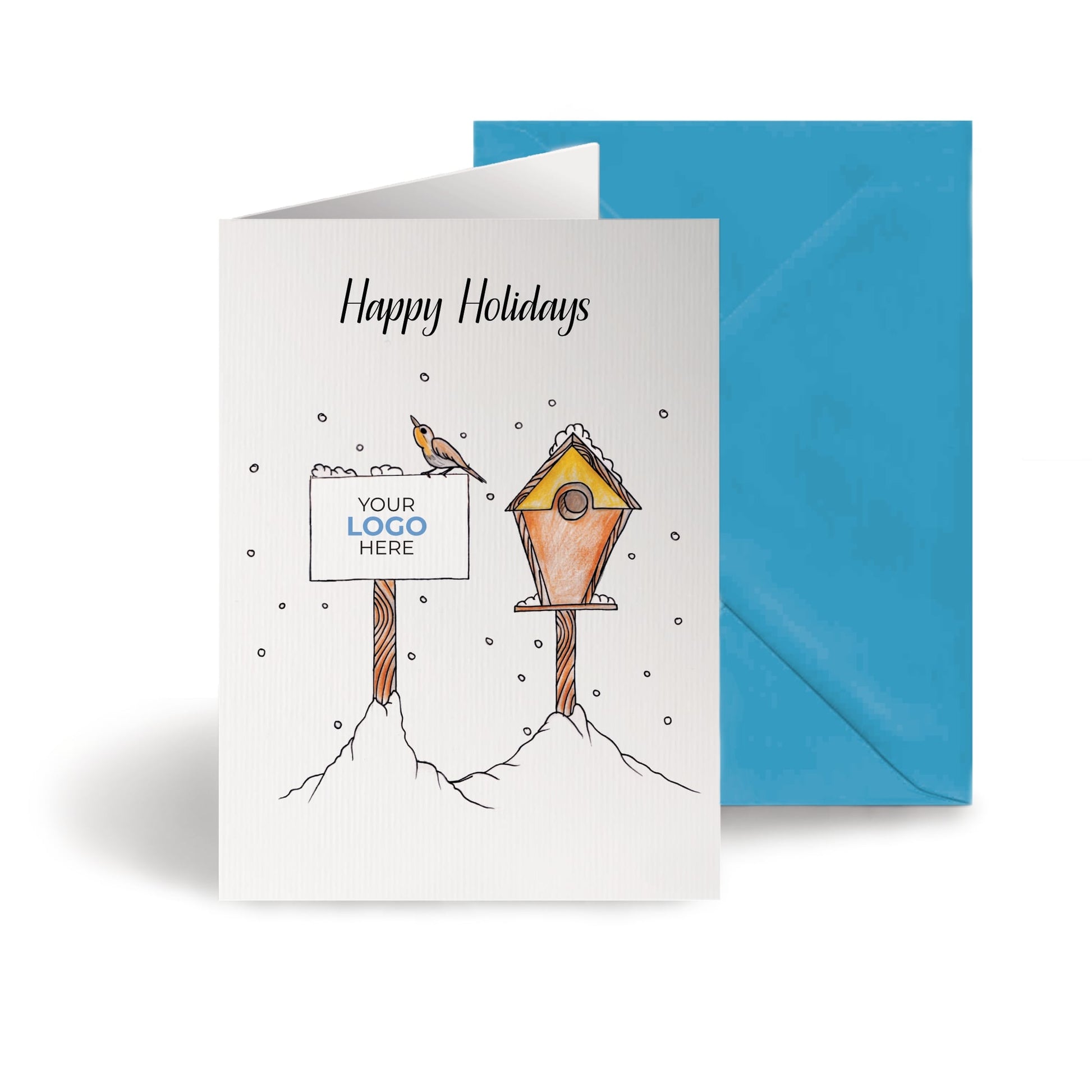 ‘Birds on Post’ Personalised Corporate Branded Property Greeting Cards image 0