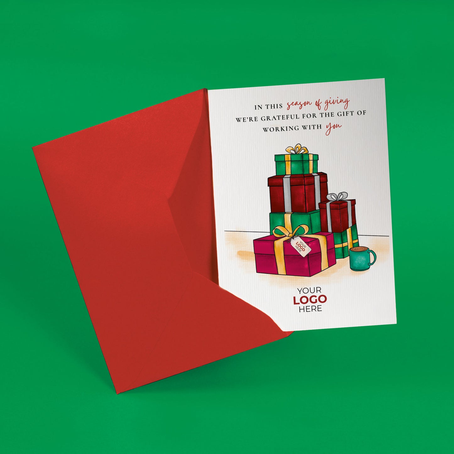 #411 - ‘Tower of Gifts' Personalised Company Christmas Cards