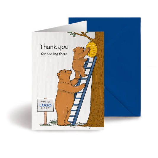 #414 - ‘Bears Reaching for Honey’  Branded Client Thank You Cards