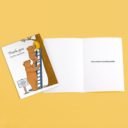 #414 - ‘Bears Reaching for Honey’  Branded Client Thank You Cards