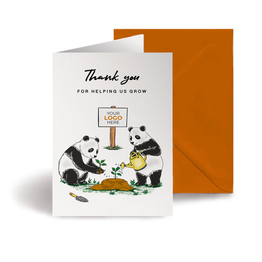 #415 - ‘Panda Bears Gardening’  Branded Client Thank You Cards
