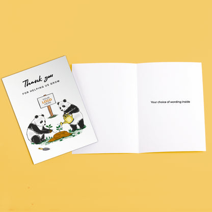 #415 - ‘Panda Bears Gardening’  Branded Client Thank You Cards