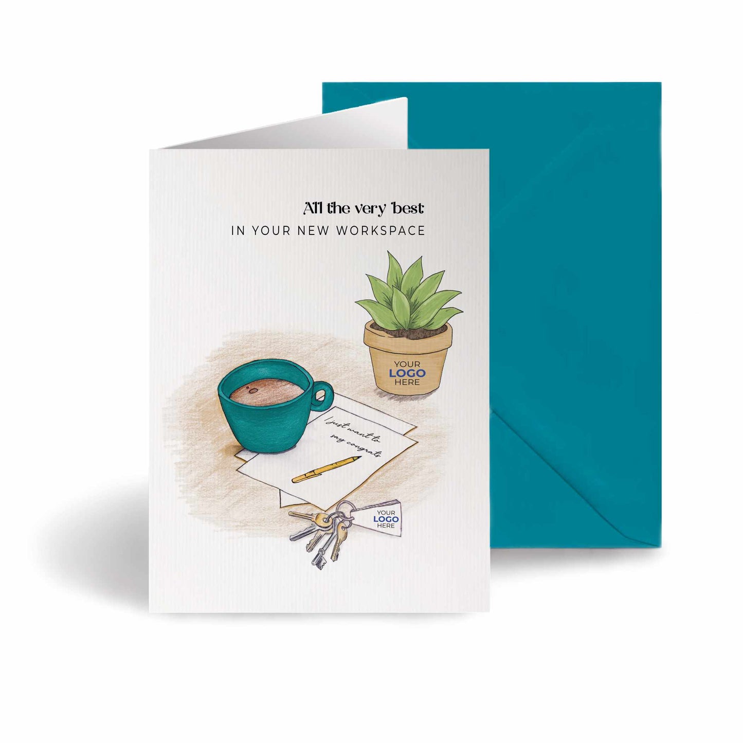 #418 - ‘Mug & Note with Plant' Business Branded Cards