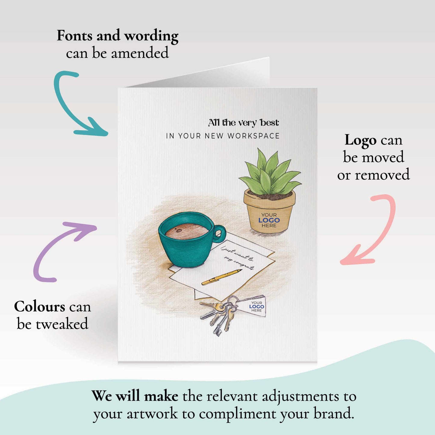 #418 - ‘Mug & Note with Plant' Business Branded Cards