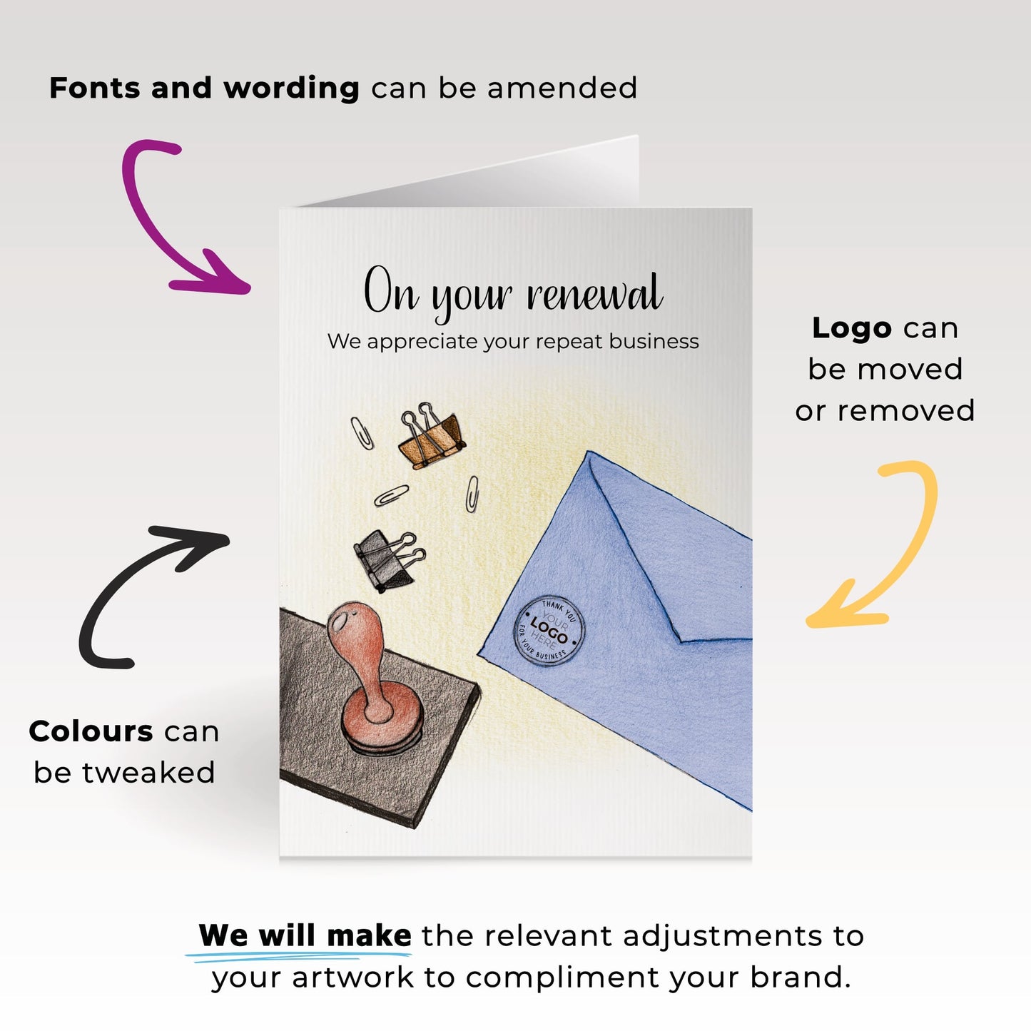 ‘Stamped Envelope’ Personalised Corporate Branded Financial Greeting Cards image 1