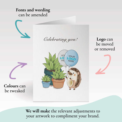 #420 - ‘Hedgehog with Plants’ Branded Greeting Cards