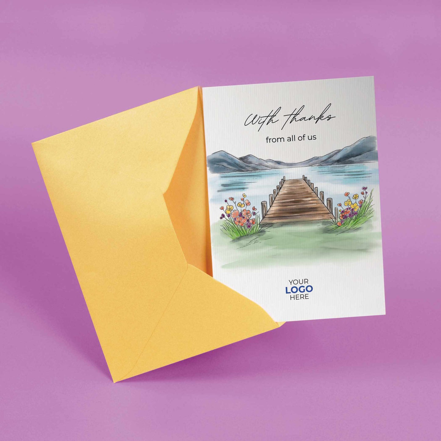 #421 - ‘Lakeside Bridge'  Branded Client Thank You Cards