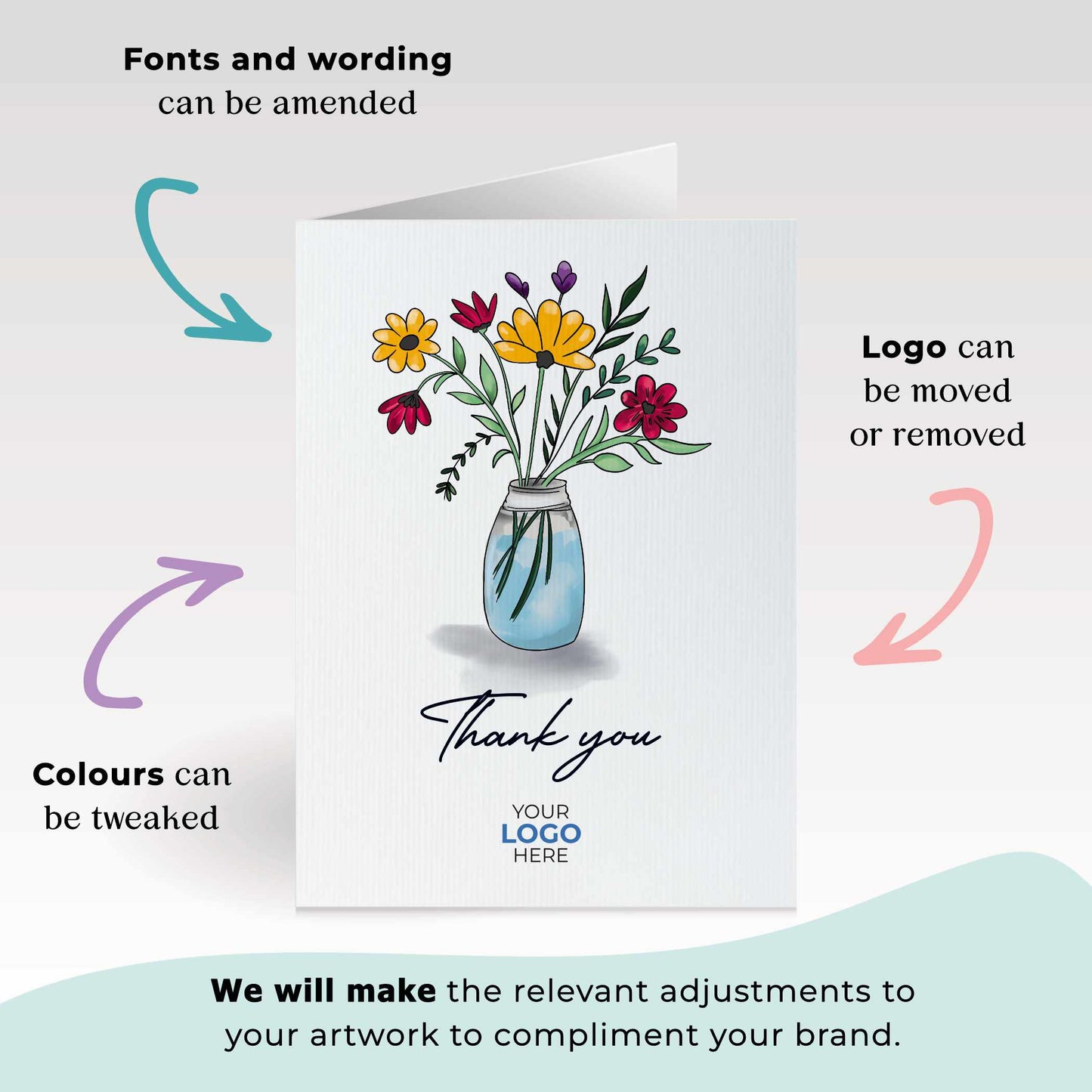 #424 - ‘Jaw with Wildflowers'  Branded Client Thank You Cards