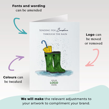 #428 - ‘Wellies & Umbrella’ Company Branded Well Soon Cards