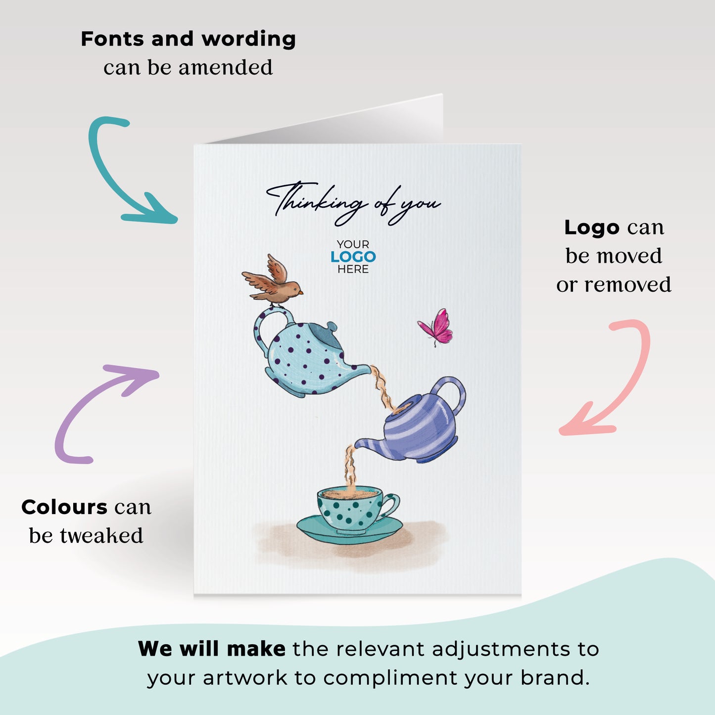 #429 - ‘Pouring Teapots’ Company Branded Thinking of You Cards