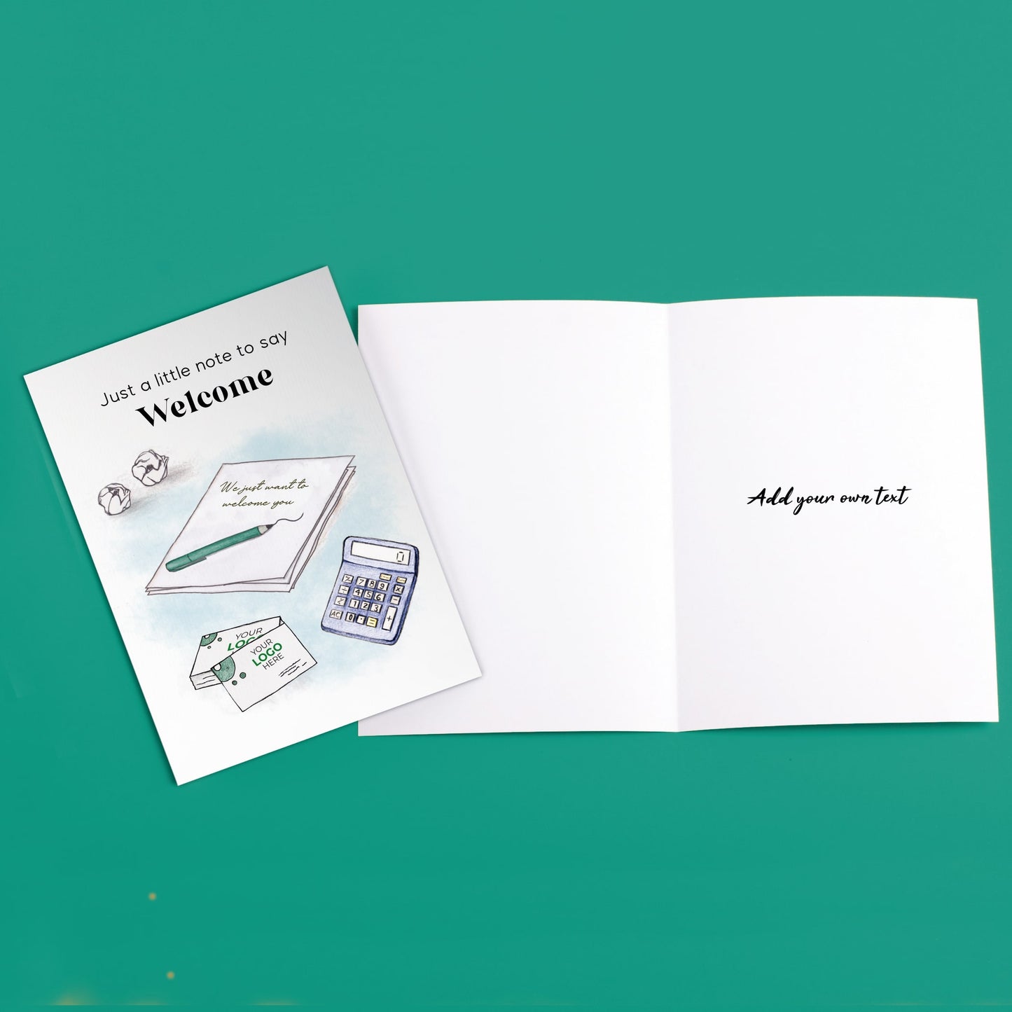 ‘Note & Business Cards’ Personalised Corporate Branded Welcome Greeting Cards image 2