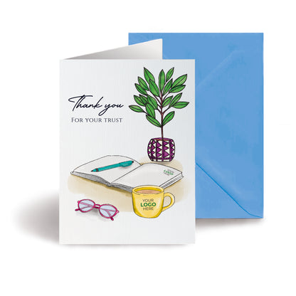 #431 - 'Office Desk'  Branded Client Thank You Cards