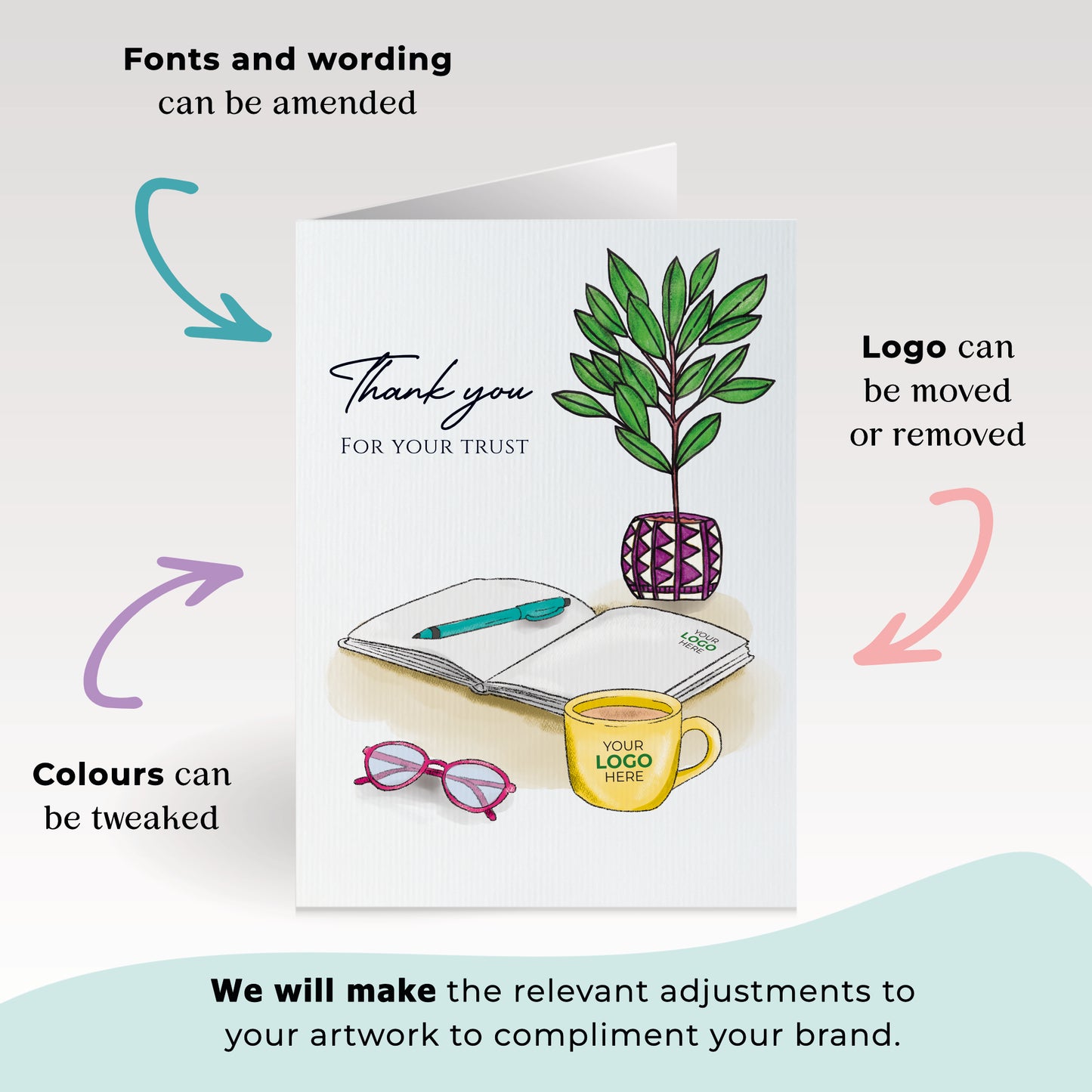 #431 - 'Office Desk'  Branded Client Thank You Cards