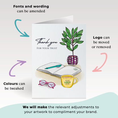 #431 - 'Office Desk'  Branded Client Thank You Cards