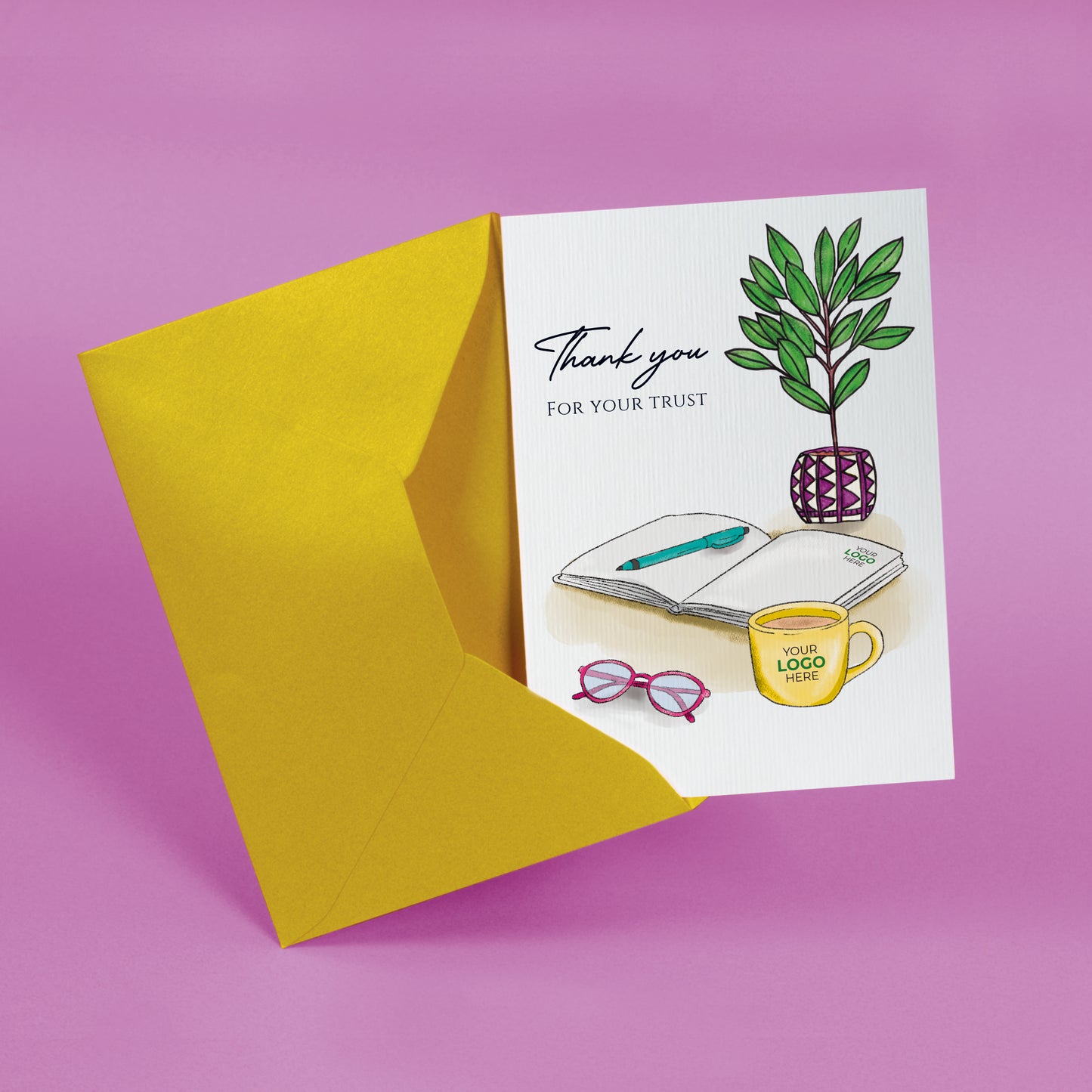 #431 - 'Office Desk'  Branded Client Thank You Cards