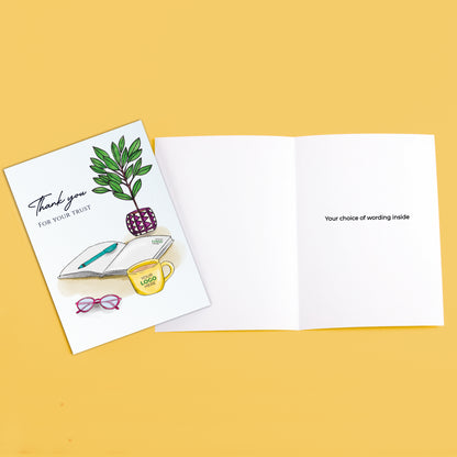 #431 - 'Office Desk'  Branded Client Thank You Cards