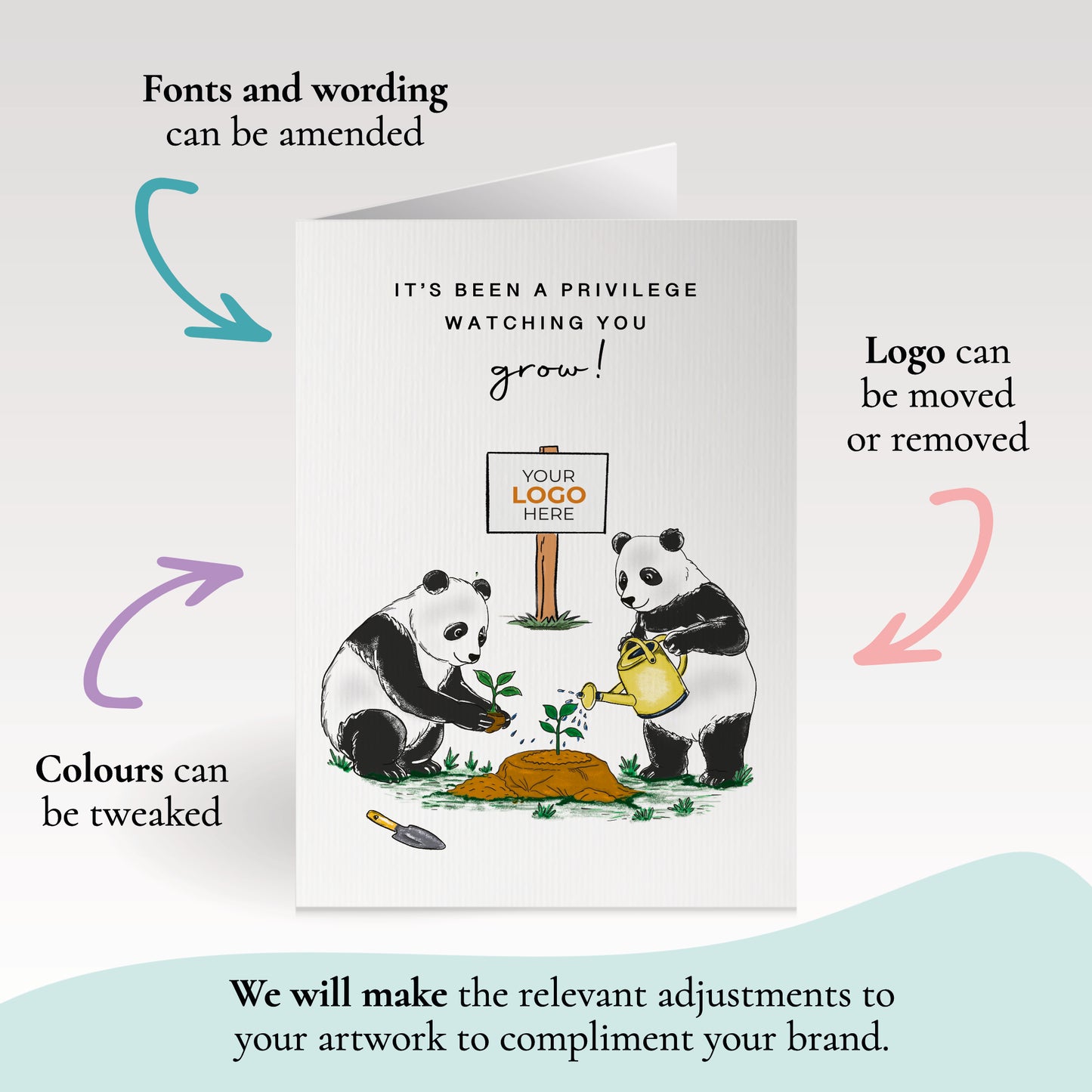 #436 - 'Panda Bears Gardening’ Branded Greeting Cards