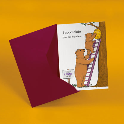 #437 - ‘Bears Reaching Honey’ Personalised Education Greeting Cards