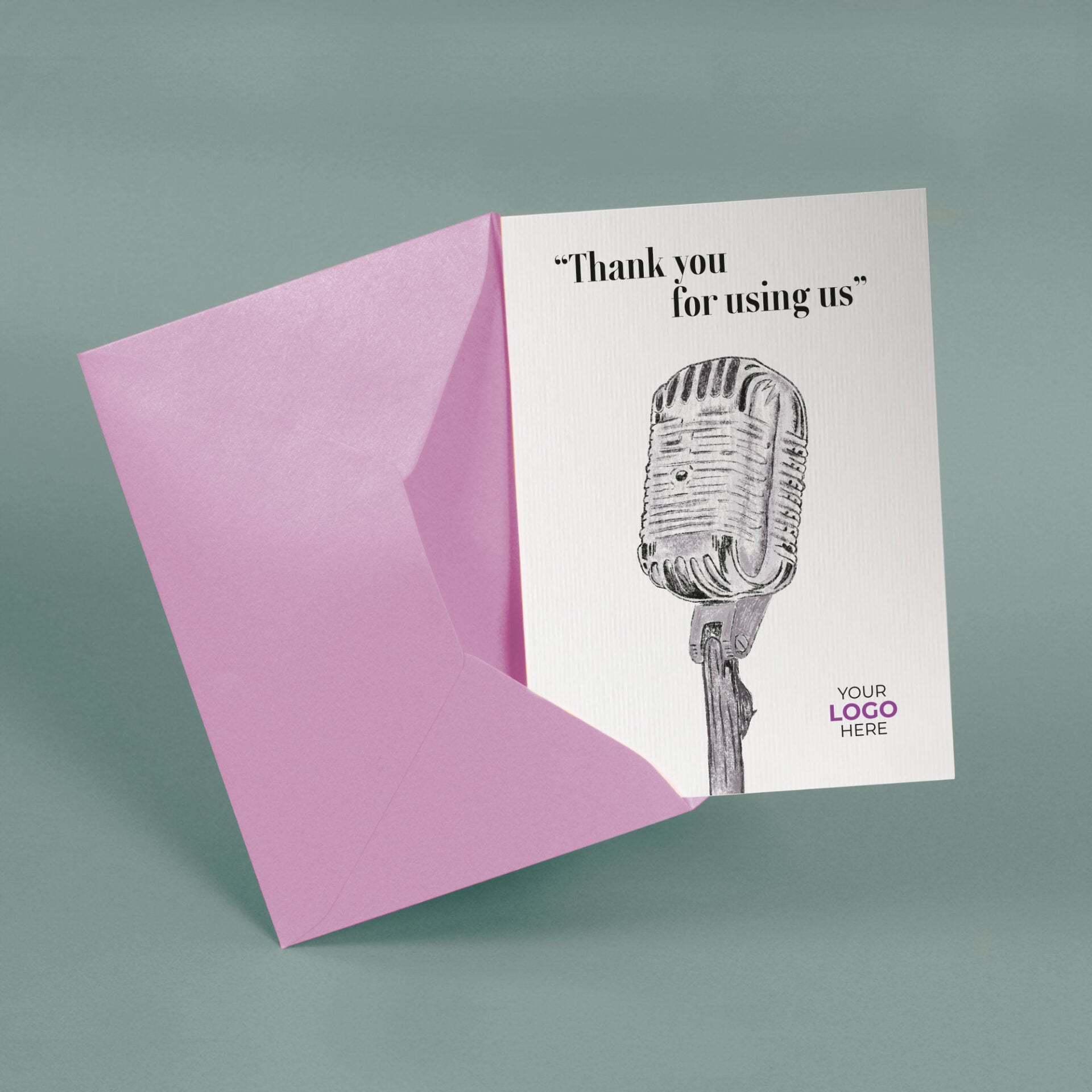 Simple Microphone’ Personalised Corporate Branded Voice, Audio & Writers Greeting Cards image 2