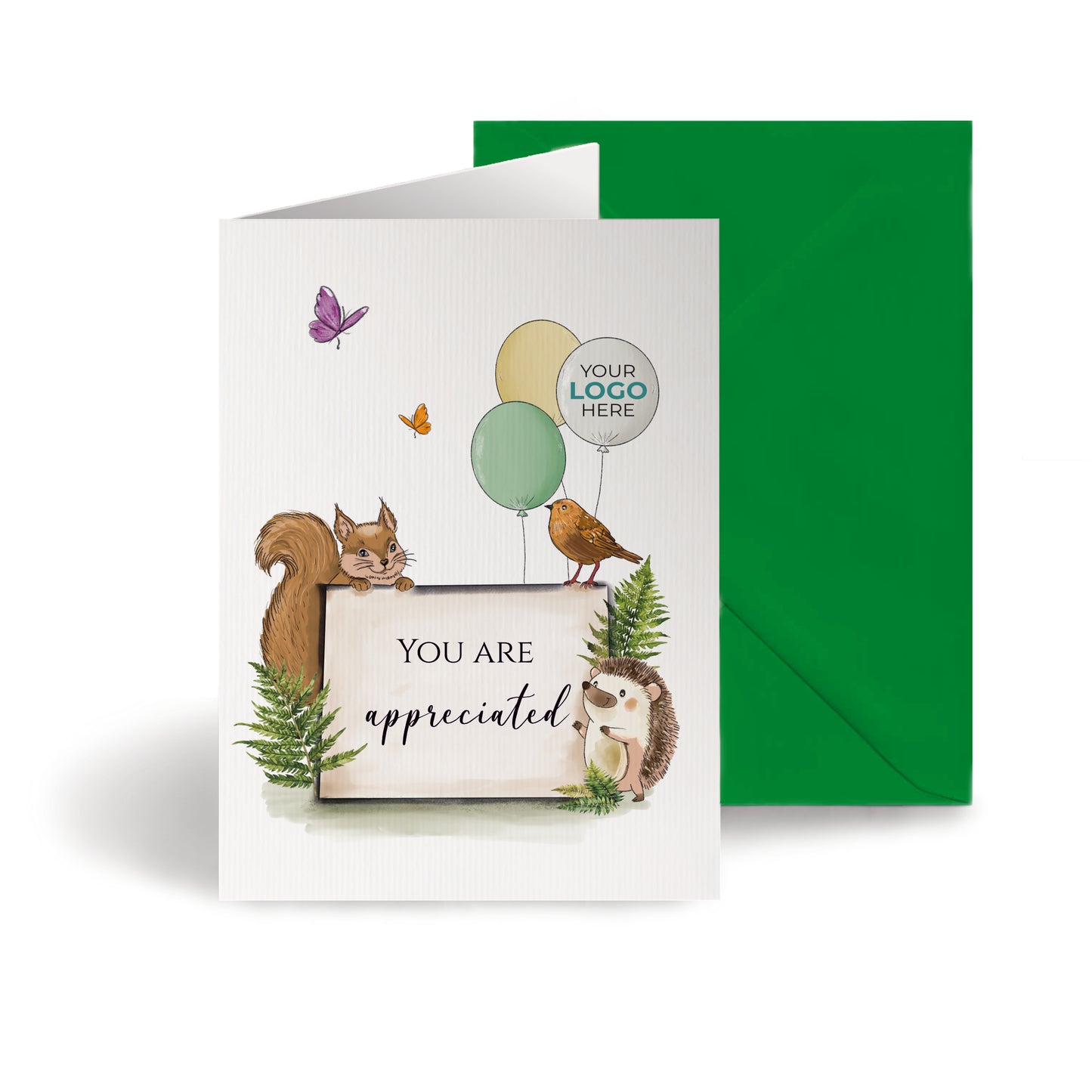 #438 - ‘Forest Friends with Sign’ Personalised Greeting Cards