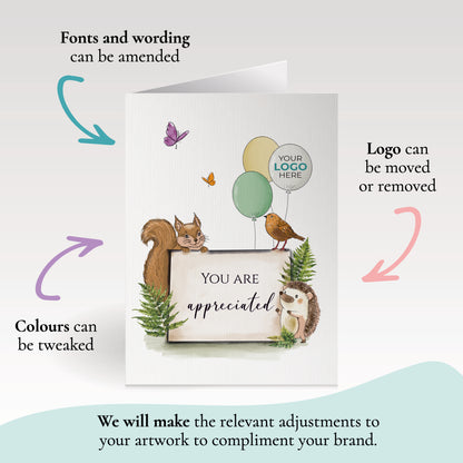 #438 - ‘Forest Friends with Sign’ Personalised Greeting Cards