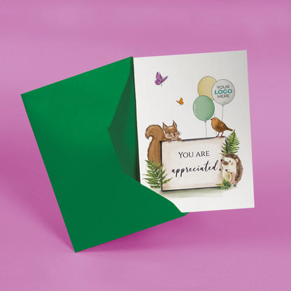 #438 - ‘Forest Friends with Sign’ Personalised Greeting Cards