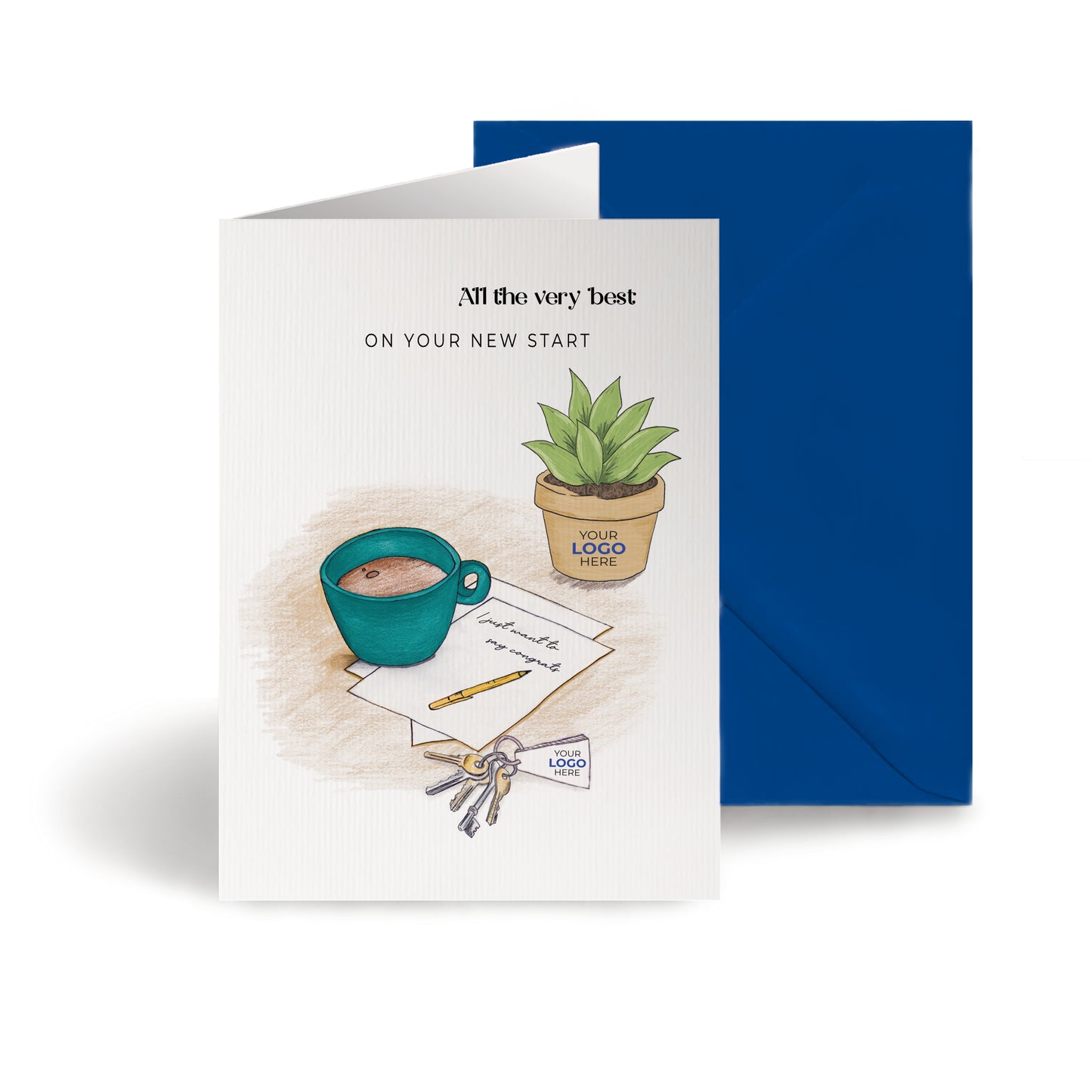 #440 - ‘Mug & Note with Plant’ Branded Greeting Cards