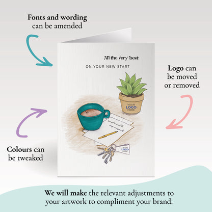 #440 - ‘Mug & Note with Plant’ Branded Greeting Cards