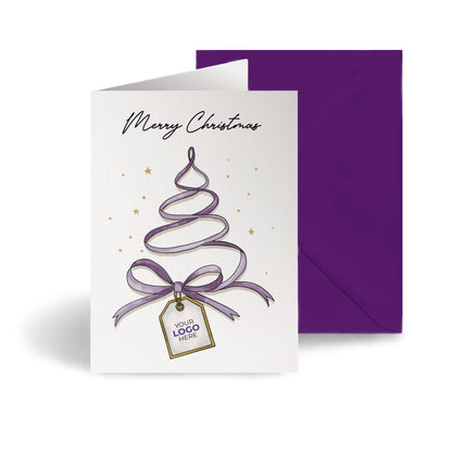 #445 - ‘Christmas Tree Ribbon' Personalised Company Christmas Cards