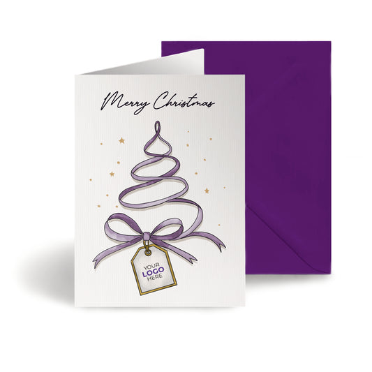 #445 - ‘Christmas Tree Ribbon' Personalised Company Christmas Cards