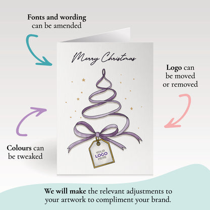 #445 - ‘Christmas Tree Ribbon' Personalised Company Christmas Cards