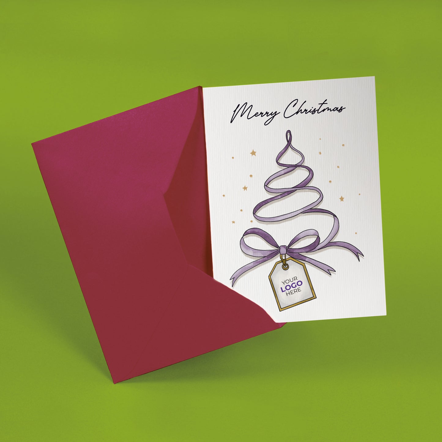 #445 - ‘Christmas Tree Ribbon' Personalised Company Christmas Cards