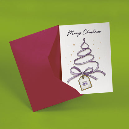 #445 - ‘Christmas Tree Ribbon' Personalised Company Christmas Cards