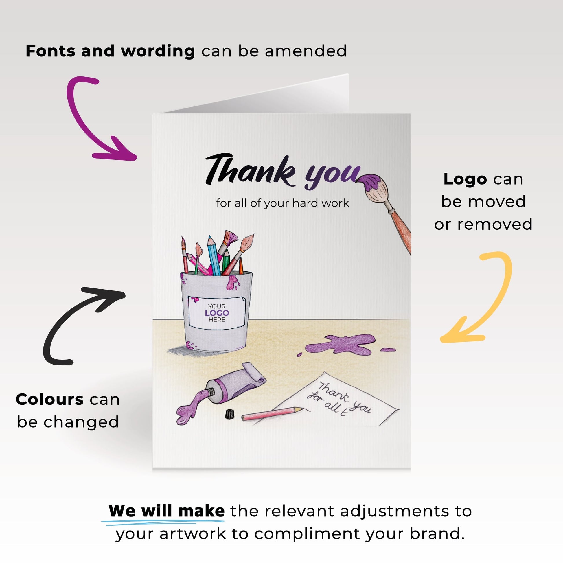 ‘Painting You’ Personalised Corporate Branded Education Greeting Cards image 1