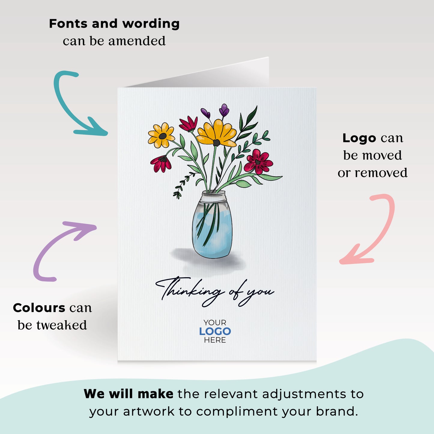 #452 - ‘Jar with Wildflowers’ Personalised Greeting Cards