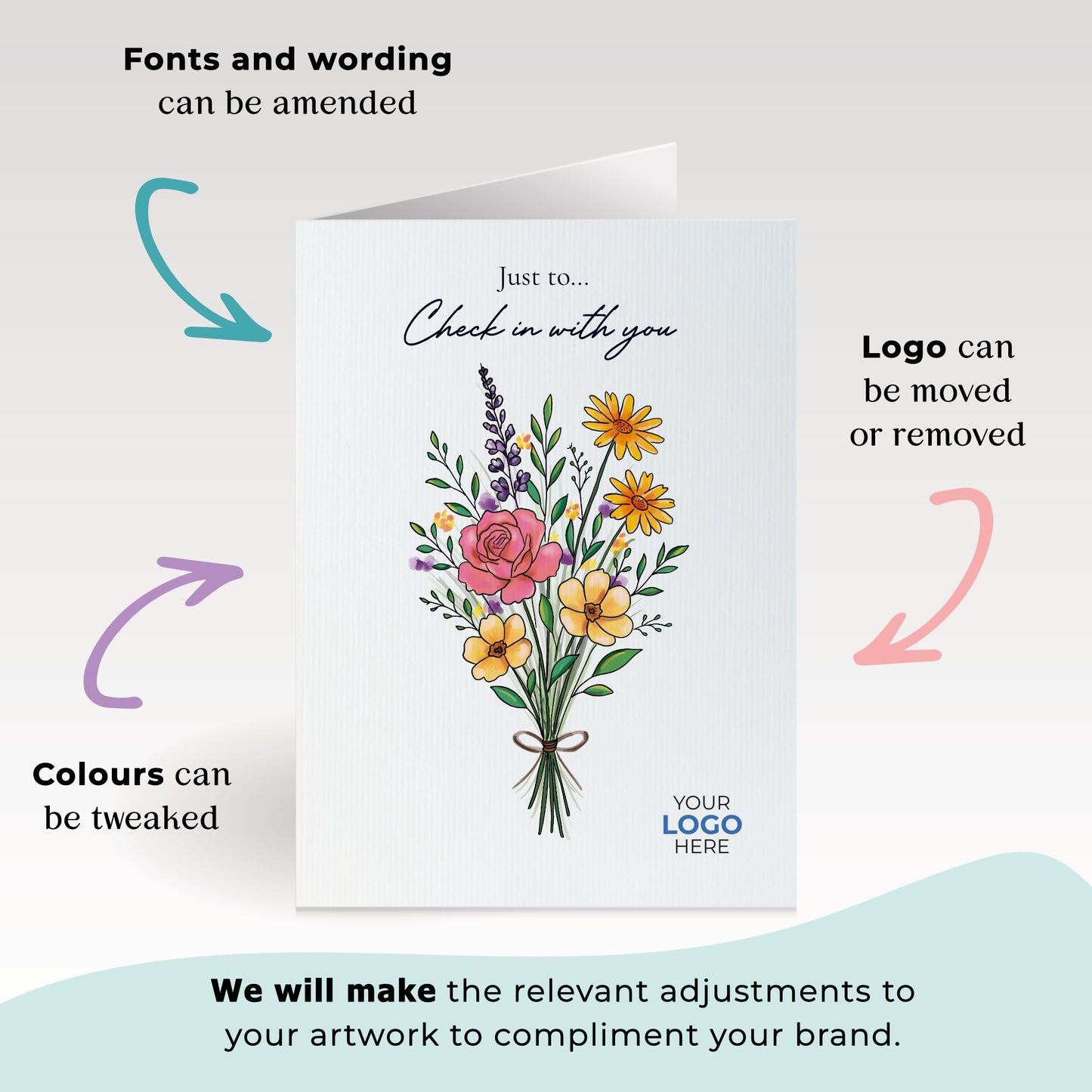 #455 - ‘Wildflower Bouquet’ Personalised Greeting Cards